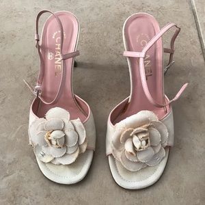 White Chanel florals sandals